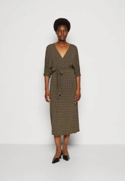 Marc O'Polo Dress Long Sleeve V Neck Wrap Dress - Jerseyjurk - Multi/Nordic Sand