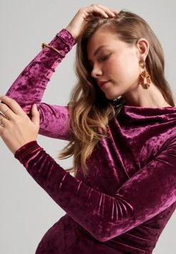 Superdry Long Sleeve Mini- Jurk - Maroon Crush -dress shop 0226c9bd68234dd7853fad98fe68a52d
