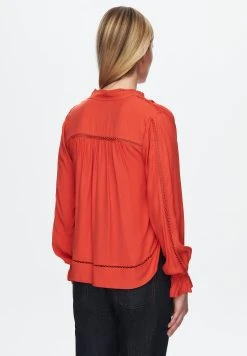 AdL Ruffled Long Sleeve - Blouse - Orange -dress shop 0585512d8dd9481f8261cf03da90ed7d
