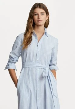 Polo Ralph Lauren Long Sleeve Day Dress - Blousejurk - Blue/White Multi