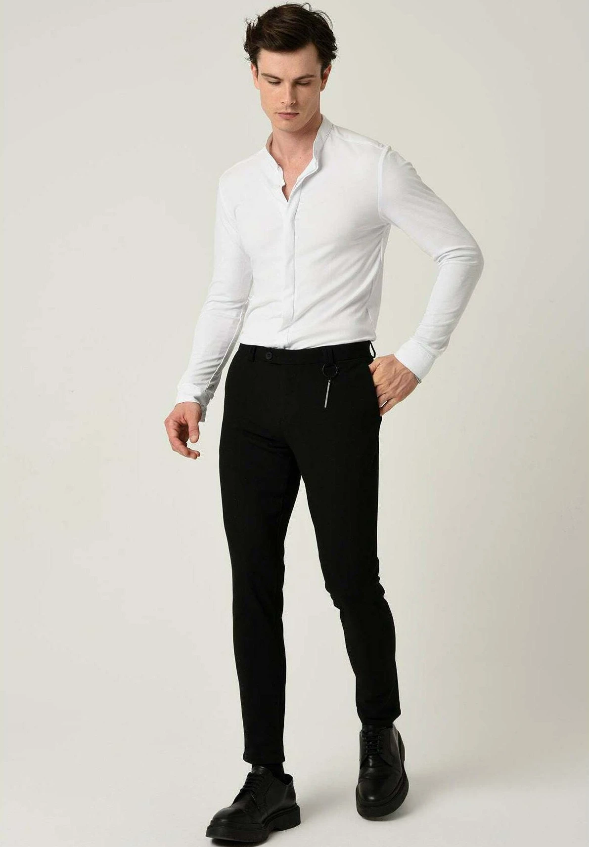 Antioch Grandad Collar Hidden Button Long Sleeve- Overhemd - White 2 Antioch Grandad Collar Hidden Button Long Sleeve- Overhemd - White - Afbeelding 2