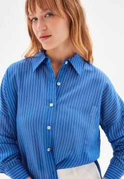 AdL Long Sleeve Striped- Overhemdblouse - Striped Navy Blue -dress shop 08a55dad8cf04594bac956d877269503