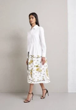 Erdem Long Sleeve Ankle Length Shirt Dress - Blousejurk - White
