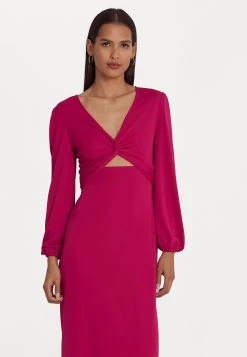 Lauren Ralph Lauren Lizbel Long Sleeve Day Dress - Jerseyjurk - Fuchsia Berry