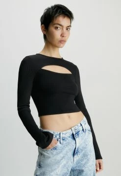 Calvin Klein Jeans Milano Cut Out Long Sleeve Top - Longsleeve - Ck Black