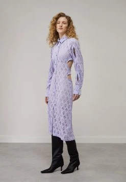 ROKH Sleeve Cut Out Detailed Long Dress - Gebreide Jurk - Lavender