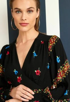 Next Cecila Birtwell Long Sleeve MidiStandard - Jurk - Black Floral -dress shop 12cef785b83949b68ca05f2860bd78ec