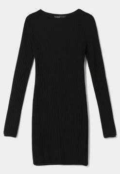 BERSHKA Long Sleeve - Etui-Jurk - Black -dress shop 14ee306b6427460c8d0b9ab98d781427