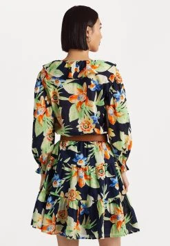 Ceporah Long Sleeve Day Dress - Jurk - Navy Multi