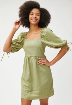 Koton Square Neck Long Sleeve - Jurk - Khaki -dress shop 1a3250c534eb436e9f4655118c8a18e1