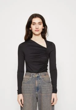 WEEKDAY Isia Asymmetric Drape Long Sleeve - Longsleeve - Black