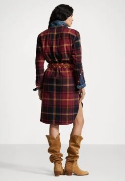 Polo Ralph Lauren Long Sleeve Day Dress - Blousejurk - Red Multi Fall Plaid -dress shop 22e7b137f077461aa79ce151a002b3ff