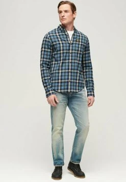 Superdry Organic Long Sleeve Lumberjack - Overhemd - Burghley Check Blue