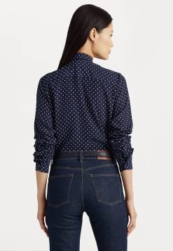 Lauren Ralph Lauren Katazrina Long Sleeve Button Front Shirt - Overhemdblouse - Navy/Cream -dress shop 294c4ecae6154340905c1b6149c59c59