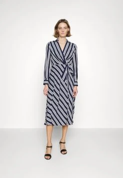 Lauren Ralph Lauren Diamin Long Sleeve Day Dress - Jurk - Navy/White
