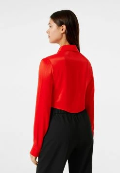 BERSHKA Long Sleeve - Overhemdblouse - Red -dress shop 2a2d656b67924674af9c44510b5ea470