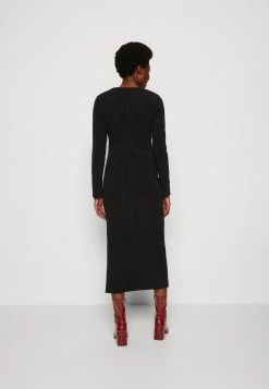 Marc O'Polo Dress Round Neck Long Sleeve Lean And Long With Slit - Jerseyjurk - Black -dress shop 2ca94a327d1c41b9959f5e59e5171794