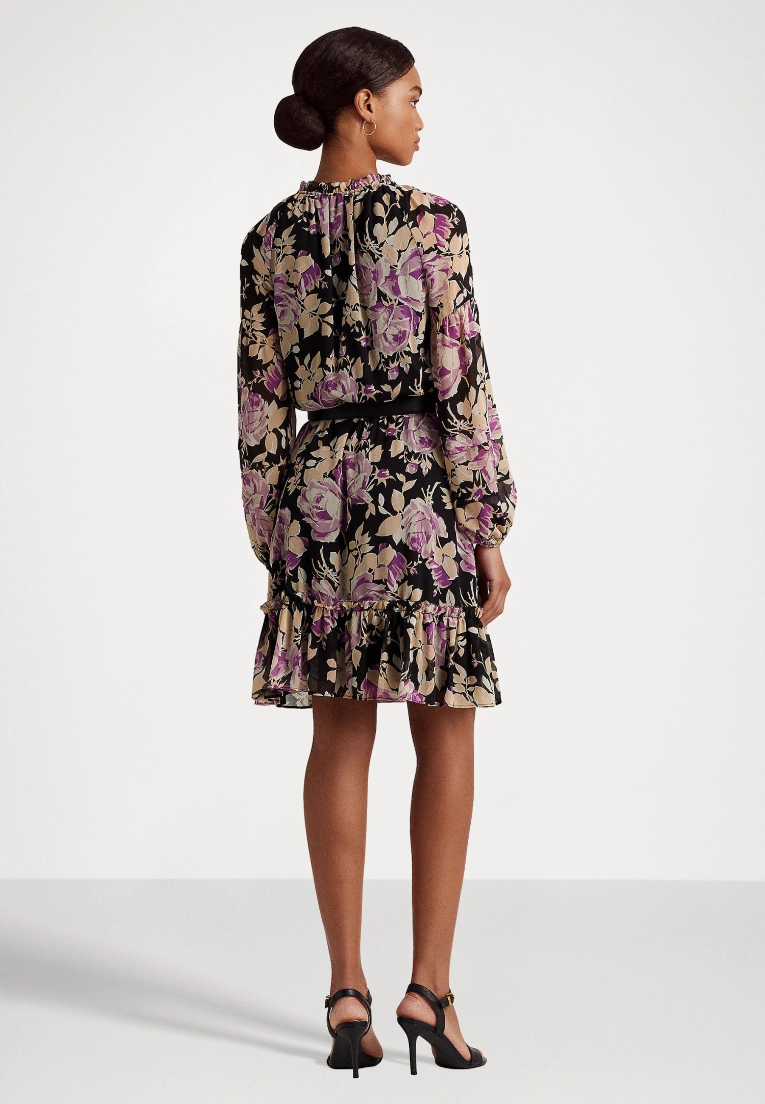 Lauren Ralph Lauren Hepziba Long Sleeve Day Dress - Jurk - Black/Lavender/Cream 3 Lauren Ralph Lauren Hepziba Long Sleeve Day Dress - Jurk - Black/Lavender/Cream - Afbeelding 3