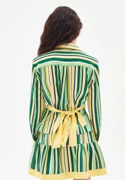 AdL Long Sleeve Patterned- Blouse - Striped Green -dress shop 35a0940867b54f92a6ce2903f6b68301
