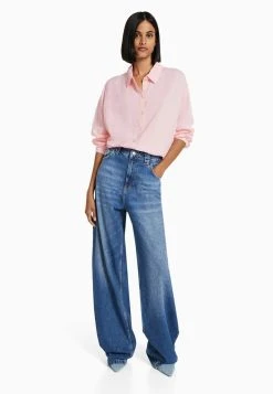 BERSHKA Long Sleeve - Overhemdblouse - Pink