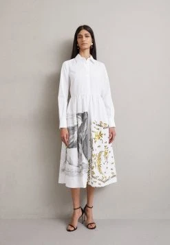 Erdem Long Sleeve Ankle Length Shirt Dress - Blousejurk - White -dress shop 37e7d97da42c4f5681479176ec4a14ce