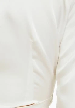 BERSHKA Long Sleeve Finish Crossover - Blouse - Beige -dress shop 37fdccb8a5bc4c33af49a5b29dbfacf6