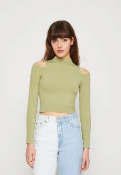 COTTON ON Seamless Cut Out Shoulder Long Sleeve - Longsleeve - Safari Green