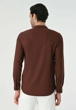 Antioch Mandarin Collar Long Sleeve - Overhemd - Brown -dress shop 39687c377e724224a565c0e4a44041d4
