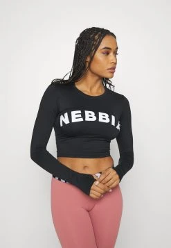 NEBBIA Long Sleeve Thumbhole Sporty Crop - Longsleeve - Black