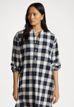 Polo Ralph Lauren Long Sleeve Day Dress - Jurk - Dark Navy Multi Plaid