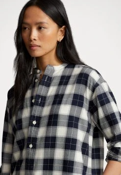 Polo Ralph Lauren Long Sleeve Day Dress - Jurk - Dark Navy Multi Plaid -dress shop 4393d6691b9247fd88d63dba02655c1b