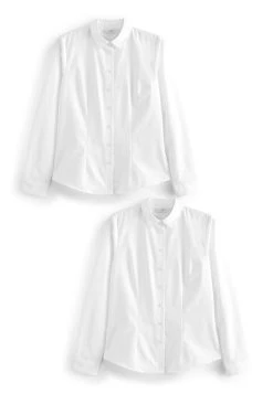 Next Long Sleeve Work 2 Pack - Overhemdblouse - White -dress shop 449f29914c2b4e849dad340cbfb3a311