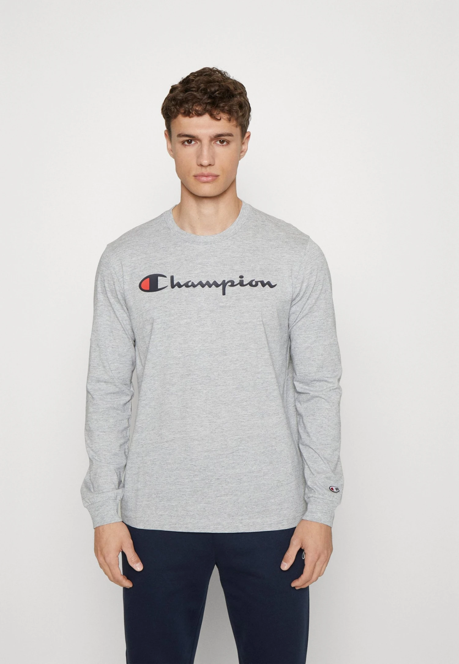 Champion Classic Crewneck Long Sleeve Large Logo - Longsleeve - Grey Melange 1 Champion Classic Crewneck Long Sleeve Large Logo - Longsleeve - Grey Melange