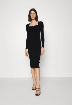 KARL LAGERFELD Long Sleeve Cut Out Knit - Gebreide Jurk - Black