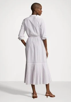 Polo Ralph Lauren Long Sleeve Day Dress - Jurk - Purple/Cream -dress shop 49109f7183124b69bdf12d09cd8cc4ff