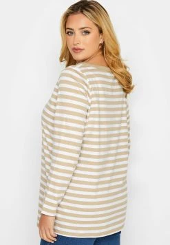 Yours Clothing Stripe Long Sleeve- Longsleeve - Brown -dress shop 4910f0256492457fa7b620fbec3da478