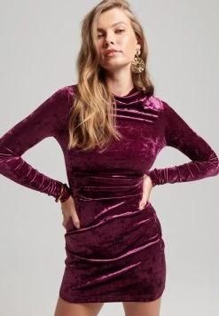 Superdry Long Sleeve Mini- Jurk - Maroon Crush