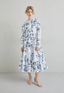 Erdem Long Sleeve Tier Dress Pin Tuck Detail - Blousejurk - Vine White