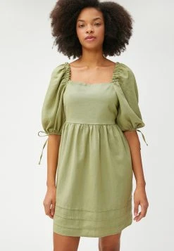 Koton Square Neck Long Sleeve - Jurk - Khaki