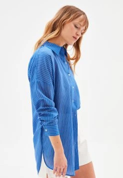 AdL Long Sleeve Striped- Overhemdblouse - Striped Navy Blue -dress shop 55c7d91bc4c342d694637bfd94ba243c