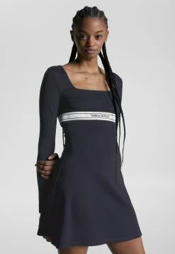 Tommy Jeans Long Sleeve Fit And Flare Mini- Jurk - Desert Sky