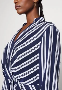 Diamin Long Sleeve Day Dress - Jurk - Navy/White -dress shop 5c3012195c2a4b2790bbafb375aa8124