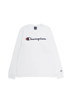 Champion Classic Crewneck Long Sleeve Large Logo America - Longsleeve - White -dress shop 60462c66be904265abfecdbc923082dc