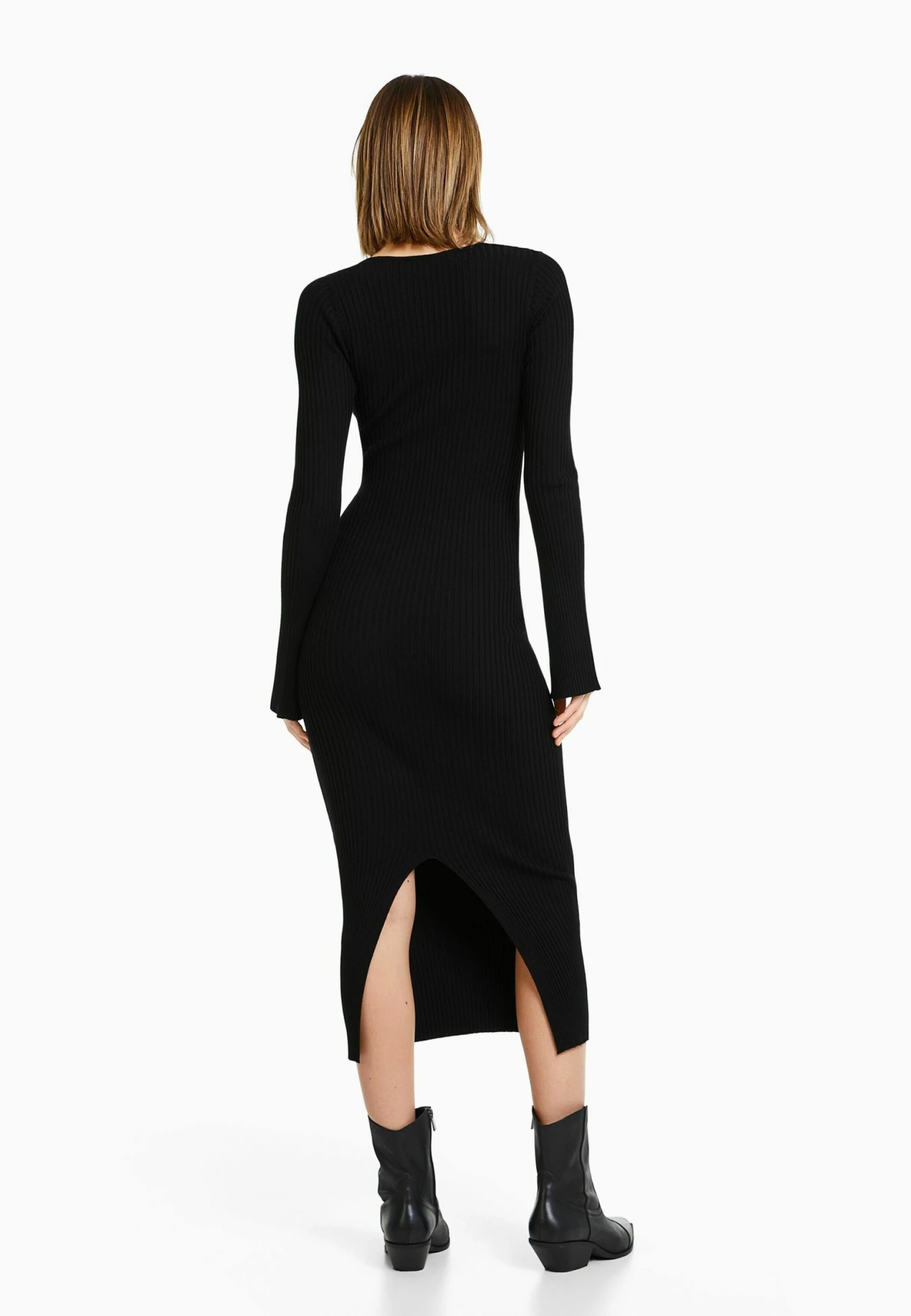 BERSHKA Long Sleeve- Gebreide Jurk - Black 2 BERSHKA Long Sleeve- Gebreide Jurk - Black - Afbeelding 2