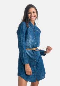 Koroshi Long Sleeve- Spijkerjurk - Azul Osc Dark Blue -dress shop 642c0d9c87304d79808f15fbe68a011e