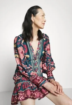 Farm Rio Long Sleeve Mini Dress - Blousejurk - Seasheel Teal -dress shop 6746aede655a45d5b4158efb77fca240