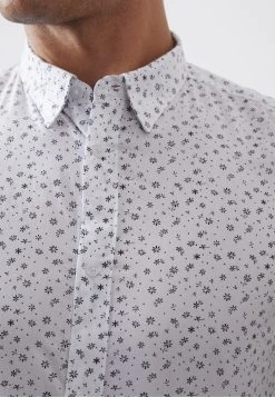 French Connection Long Sleeve- Overhemd - White Black Flower -dress shop 6750bdae49184bd1b20607aa0d899467