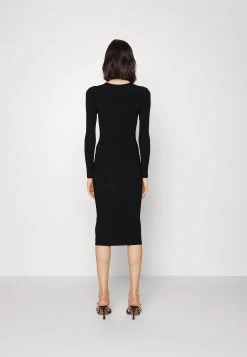 KARL LAGERFELD Long Sleeve Cut Out Knit - Gebreide Jurk - Black -dress shop 676c513bbc17448784aee17aacd3e6c5