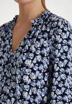 Lauren Ralph Lauren Kinslie Long Sleeve Day Dress - Jerseyjurk - Blue -dress shop 6f1c7cb7b4ec416694e92abd0170e961