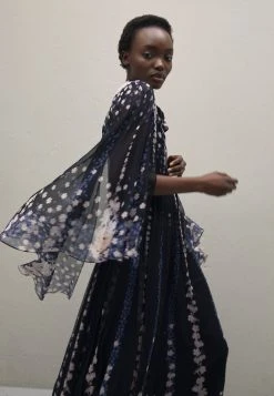 Erdem Long Sleeve Cape Effect Gown Bow Neck Detail - Galajurk - Black/Multi 10 Erdem Long Sleeve Cape Effect Gown Bow Neck Detail - Galajurk - Black/Multi -dress shop 6fc3654998904283bce93753b46722ec